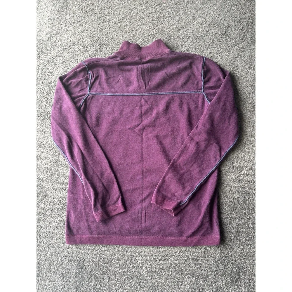Sundance Men's Burgundy 1/4 Bottom Pullover Sweater Long Sleeve Large